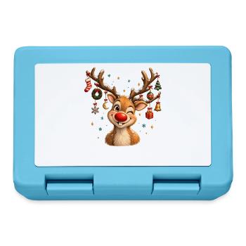 Vintage Christmas Reindeer, Cute Retro Reindeer - Brotdose - Saphirblau - Vorne