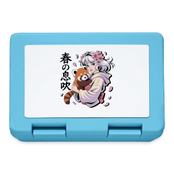  春の息吹 Anime Mädchen Mit Rotem Panda Sakura - Brotdose - Saphirblau - Vorne