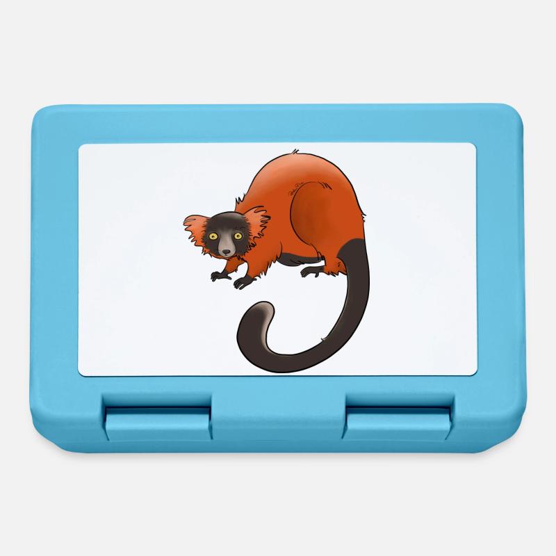 Rufous vari, lemur or nothing - Lunchbox - sapphire blue