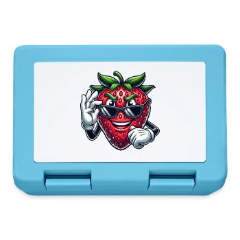 Cool Strawberry Fruit Comic with Sunglasses - Lunchbox - sapphire blue - Front