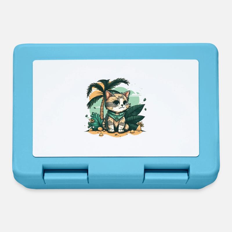 Mignon chat tropical 3 - Boîte à goûter - bleu saphir