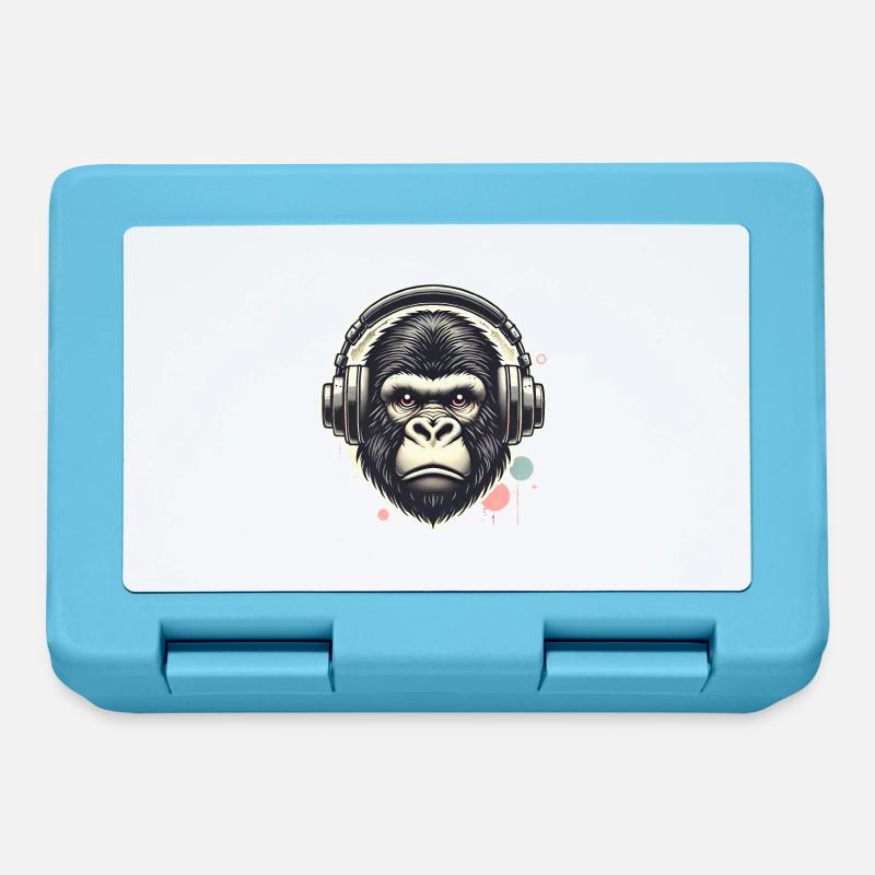 Gorille avec casque Splatter Art - Boîte à goûter - bleu saphir