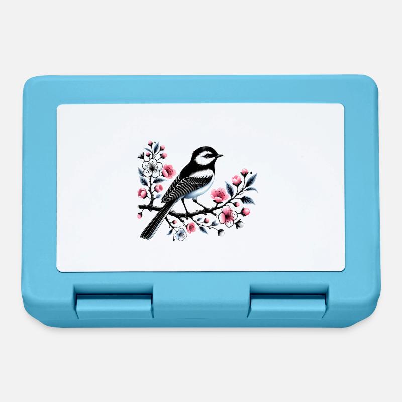 Chicadee auf blühendem Ast Design - Brotdose - Saphirblau