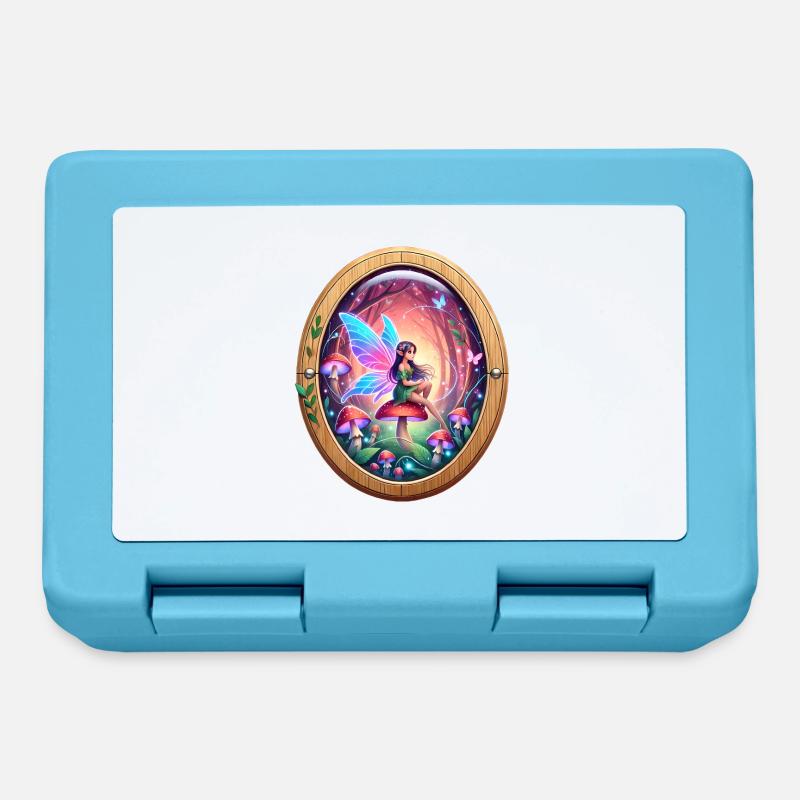 Fee auf einem Regenbogenpilz Design - Brotdose - Saphirblau