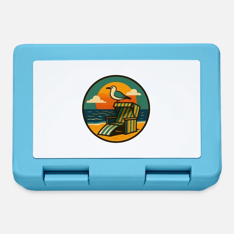 Strandkorb Design mit Möwe - Brotdose - Saphirblau