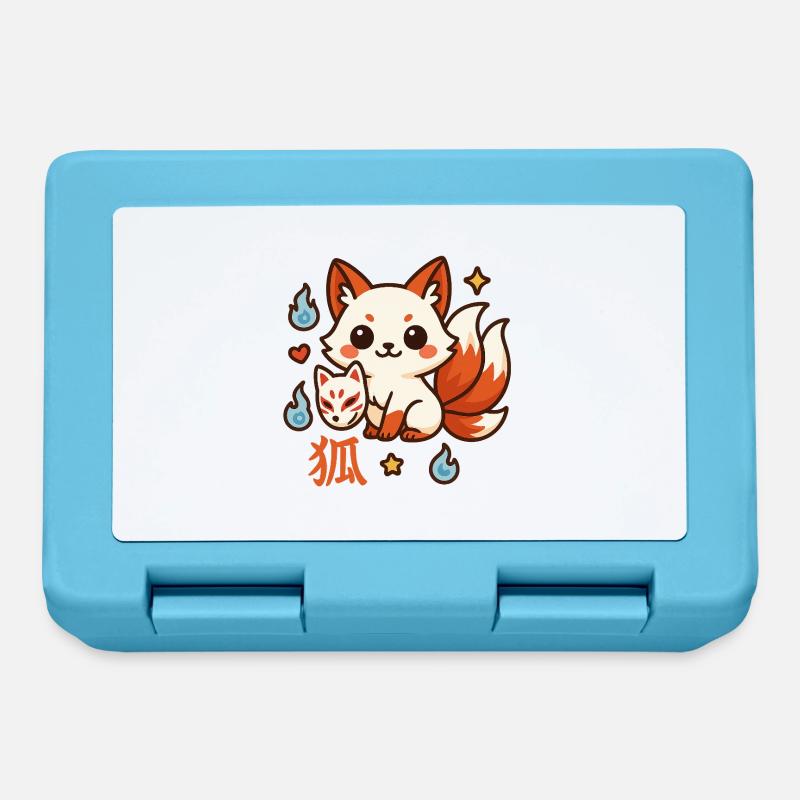Kitsune Feu Ami Dessin Animé - Boîte à goûter - bleu saphir