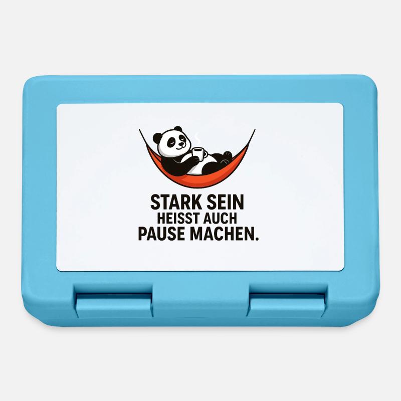 Panda Pause Kraft Spruch - Brotdose - Saphirblau