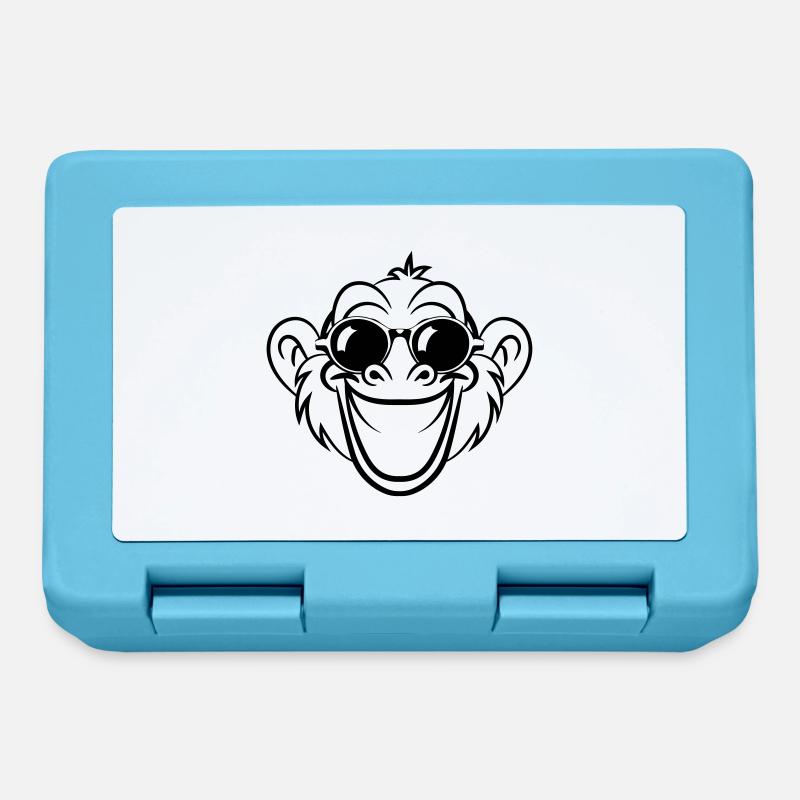 visage de rire de singe - Boîte à goûter - bleu saphir