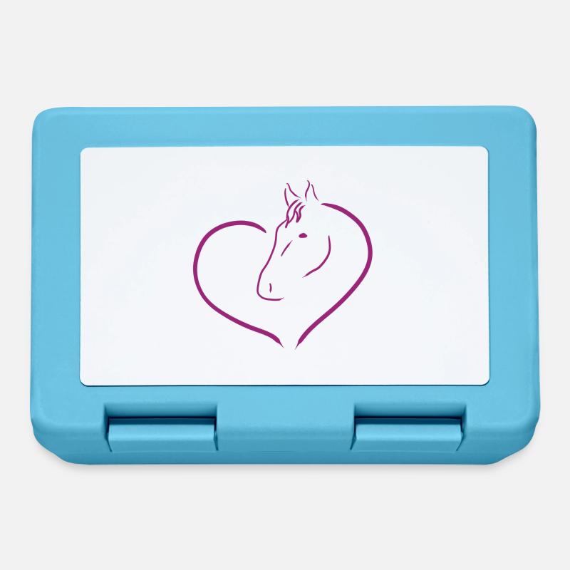 Cheval, coeur, amour du cheval Idée de cadeau, tête de cheval - Boîte à goûter - bleu saphir