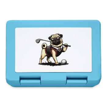Mops Hund spielt Golf Golfspieler Geschenk - Brotdose - Saphirblau - Vorne