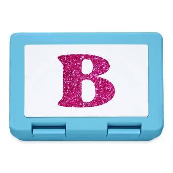 Buchstabe b rosa Glitzer - Brotdose - Saphirblau - Vorne