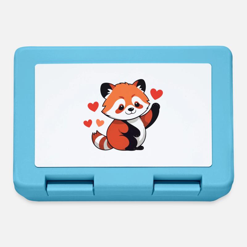 Panda roux Amour - Boîte à goûter - bleu saphir
