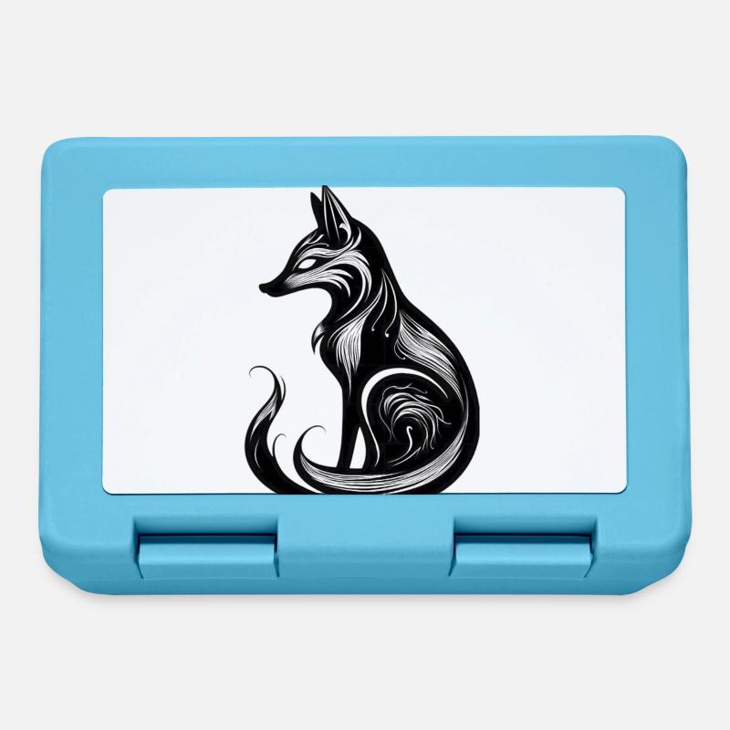 Minimalistic Black & White Fox - Brotdose - Saphirblau