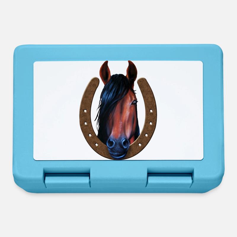 Cheval en fer à cheval - Boîte à goûter - bleu saphir