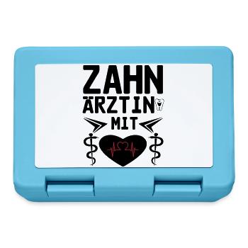 Zahnärztin mit Herz Geschenk - Brotdose - Saphirblau - Vorne