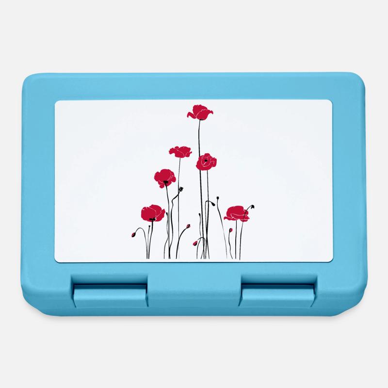 Abstrakte Florale Linienkunst. Mohn - Brotdose - Saphirblau