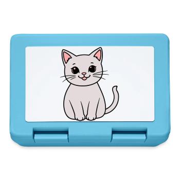 gray kitten - Lunchbox - sapphire blue - Front