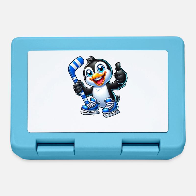 Coole Pinguin Eishockeyspieler Comic - Brotdose - Saphirblau