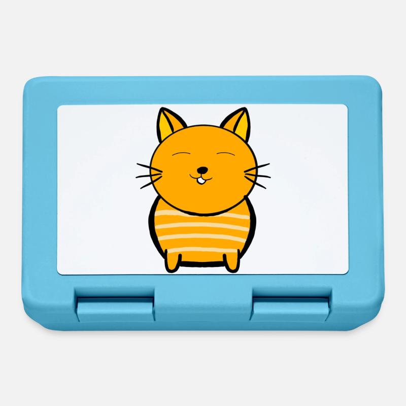 Cheerful orange cat with stripes - Lunchbox - sapphire blue