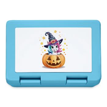Süßes Halloween Kürbis Einhorn für Kinder - Brotdose - Saphirblau - Vorne