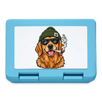Hund mit Sonnenbrille und Hanf-Beanie - Brotdose - Saphirblau - Vorne