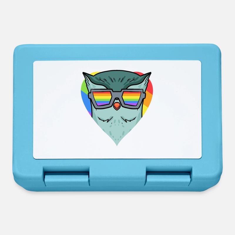 LGBT Tier Eule Regenbogen - Brotdose - Saphirblau