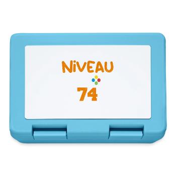 Niveau 74 débloqué - idée cadeau anniversaire - Boîte à goûter - bleu saphir - Devant