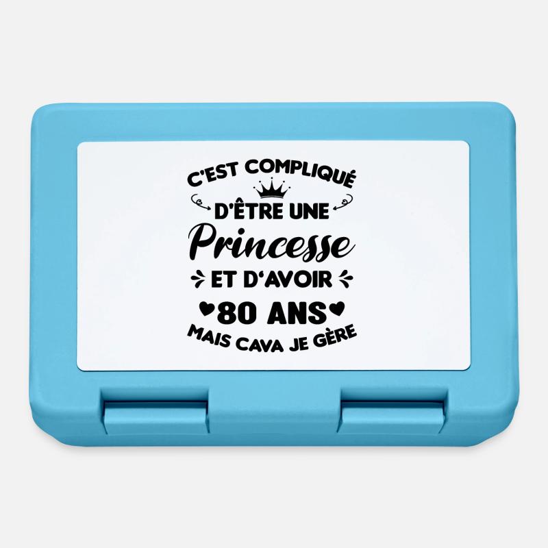 Une princesse et d'avoir 80 ans, Cadeau 80 ans - Boîte à goûter - bleu saphir