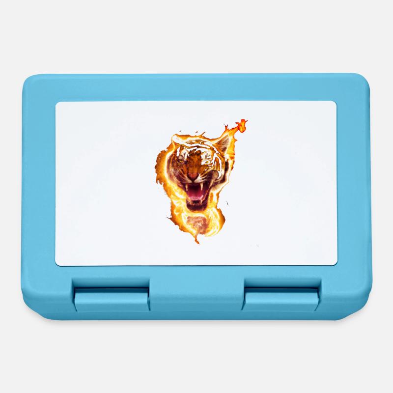 tiger in fire - Lunchbox - sapphire blue