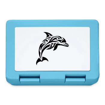 Springender süßer Tattoo Delfin - Brotdose - Saphirblau - Vorne