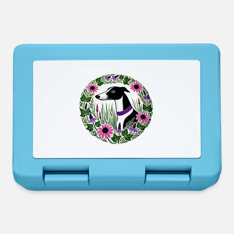 Black and White Greyhound - Lunchbox - sapphire blue