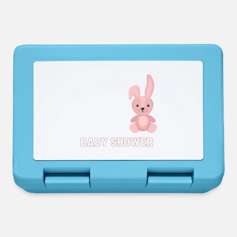 Shower de bébé avec motif de lapin rose - Boîte à goûter - bleu saphir