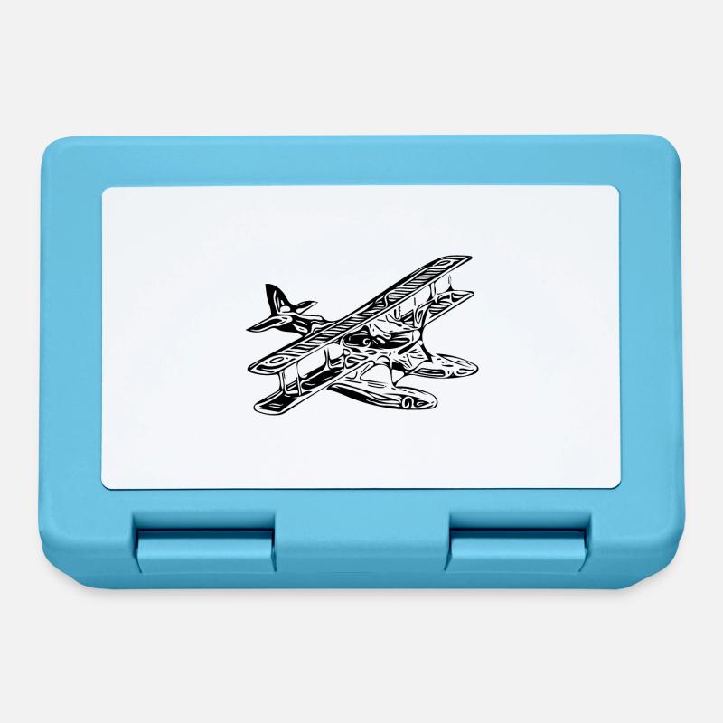 Vintage Single Engine Seaplane Retro Style - Lunchbox - sapphire blue