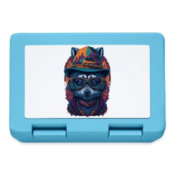 Mignon raton laveur avec chapeau et drôles de lunettes - Boîte à goûter - bleu saphir - Devant