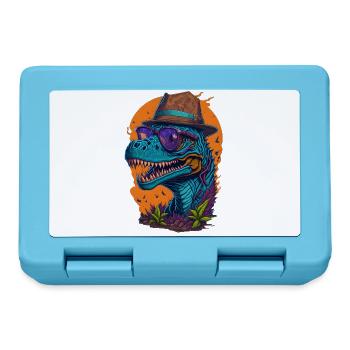 Dinosaur with hat and glasses Funny Fashionable - Lunchbox - sapphire blue - Front