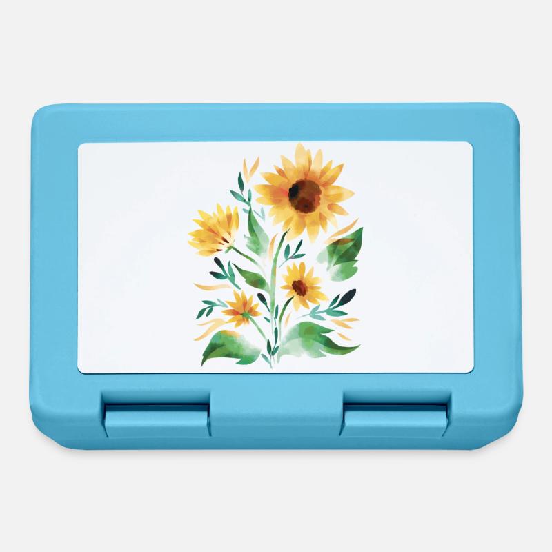 Tournesols peints à la main - Boîte à goûter - bleu saphir