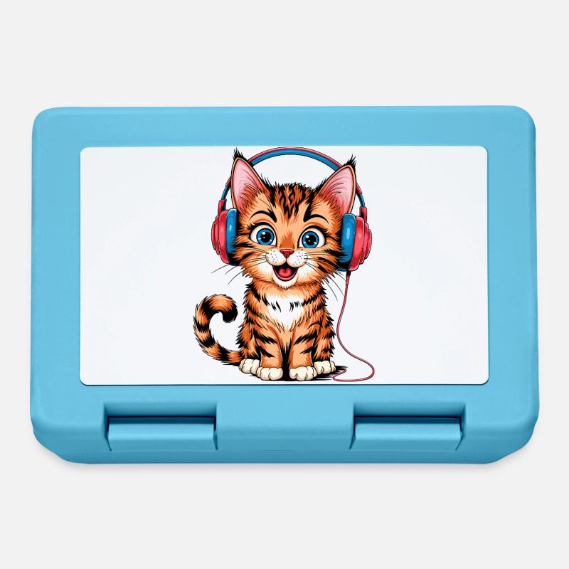Casque chaton - Boîte à goûter - bleu saphir