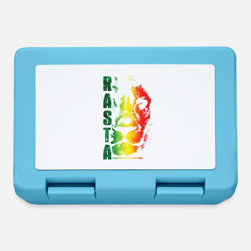 Style arc-en-ciel du lion rasta - Boîte à goûter - bleu saphir
