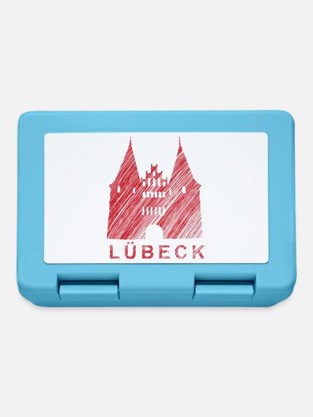 Lübeck Holstentor – Urban Sketch Design - Brotdose - Saphirblau