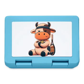 Cute tennis cow with racket and ball - Lunchbox - sapphire blue - Front