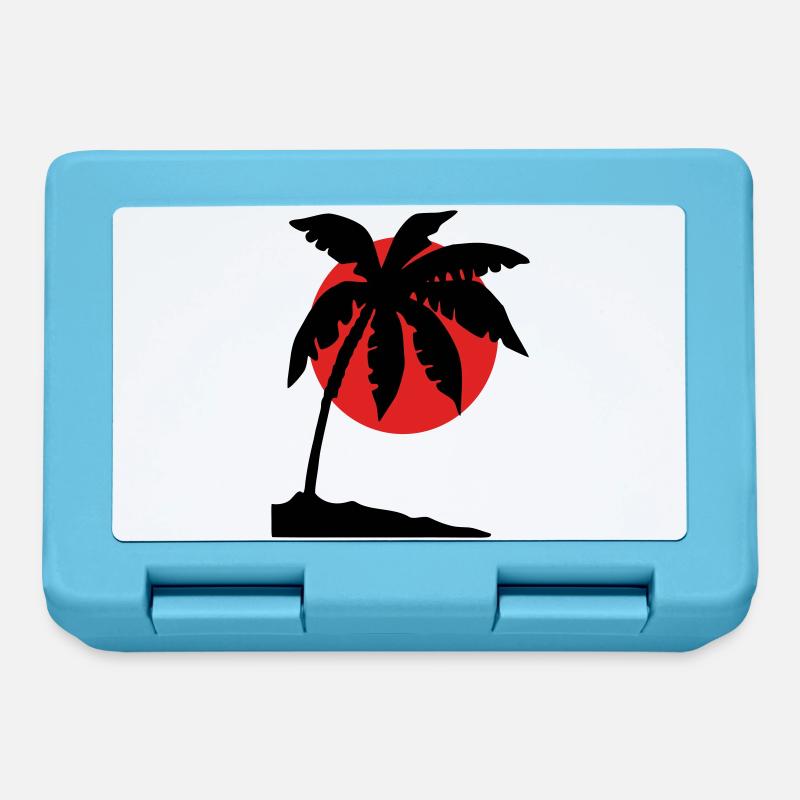 Palm Tree Sunset – Tropical Silhouette - Lunchbox - sapphire blue
