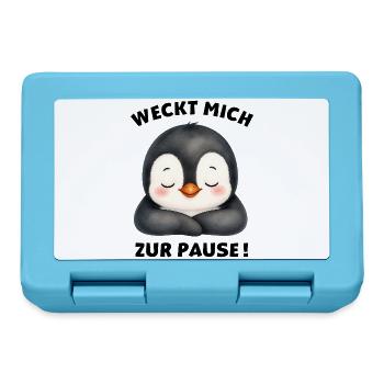 Klassentier Pinguin "Weckt mich zur Pause!" - Brotdose - Saphirblau - Vorne