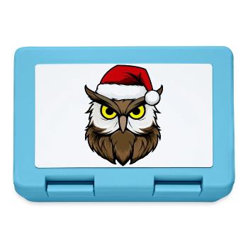 Eulen Weihnachten / Weihnachtsmann Vogel - Brotdose - Saphirblau - Vorne