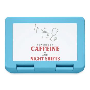 Kaffee und Nachtschicht Motiv - Brotdose - Saphirblau - Vorne