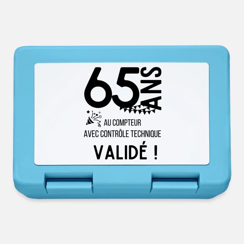 65 ans validé - Boîte à goûter - bleu saphir
