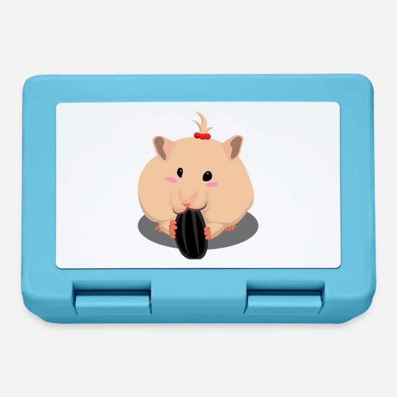 Cute light brown hamster eating - Lunchbox - sapphire blue