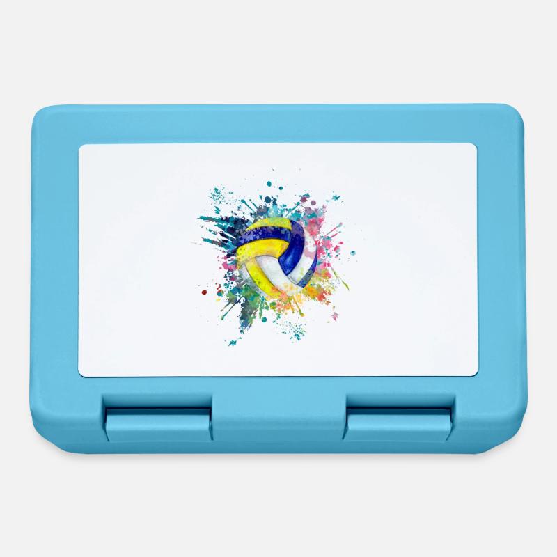 Wasserfabe Farbexplosion Splash Design Volleyball - Brotdose - Saphirblau