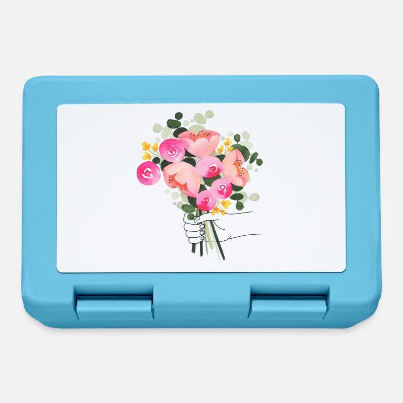 Bouquet dans la main - Boîte à goûter - bleu saphir