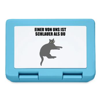 Freche Schlaue Nerd Katze Lustiger Spruch Geschenk - Brotdose - Saphirblau - Vorne