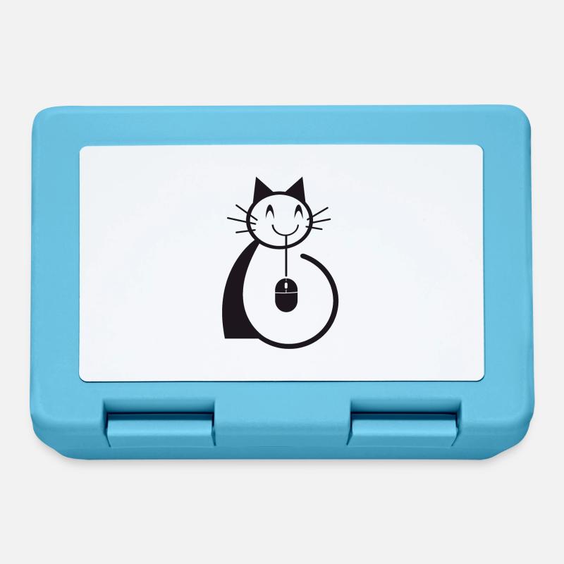 Chat souris ordinateur - Boîte à goûter - bleu saphir